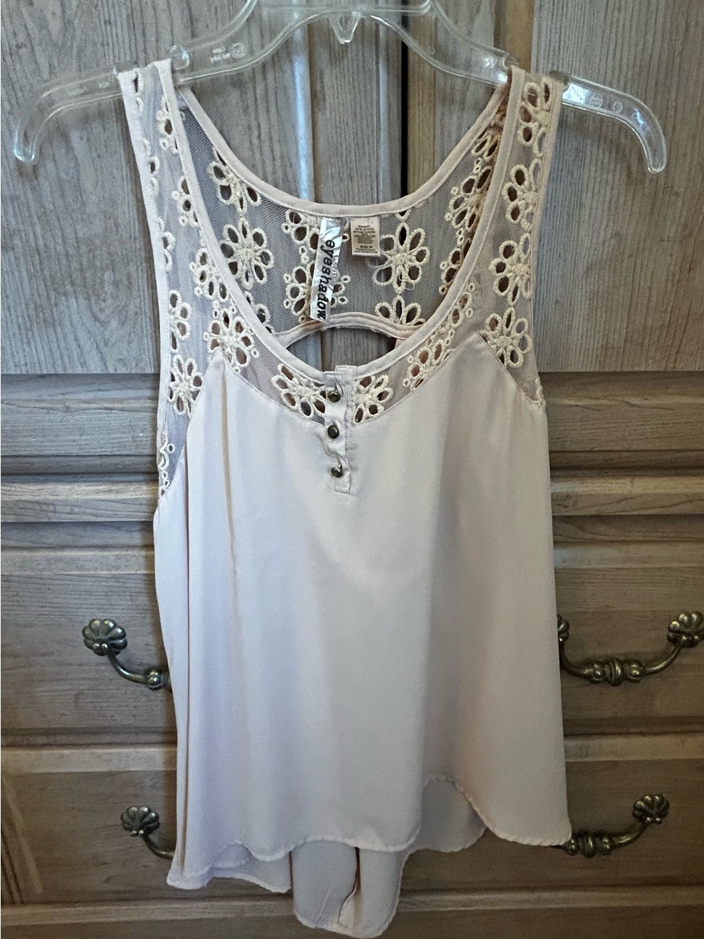 Boutique Look Floral Lace Yoke Sleeveless Top - Cream
